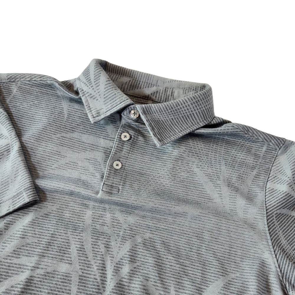 Nat Nast Polo Shirt Mens M Luxury Originals Gray Floral Leafy Short Sleeve